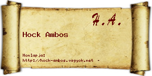 Hock Ambos névjegykártya
